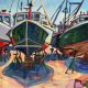 Lobster Boats in for Repair at Shipyard by Judy Rader